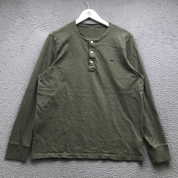 Brooks Brothers T-Shirt Men Large Long Sleeve Henley Embroidered Heathered Green - Picture 1 of 6